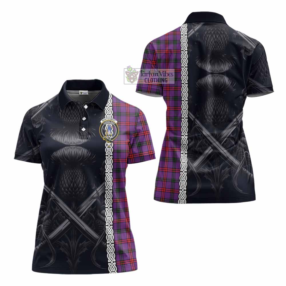 Tartan Vibes Clothing Montgomery Tartan Women's Polo Shirt with Family Crest Cross Sword Thistle Celtic Vibes