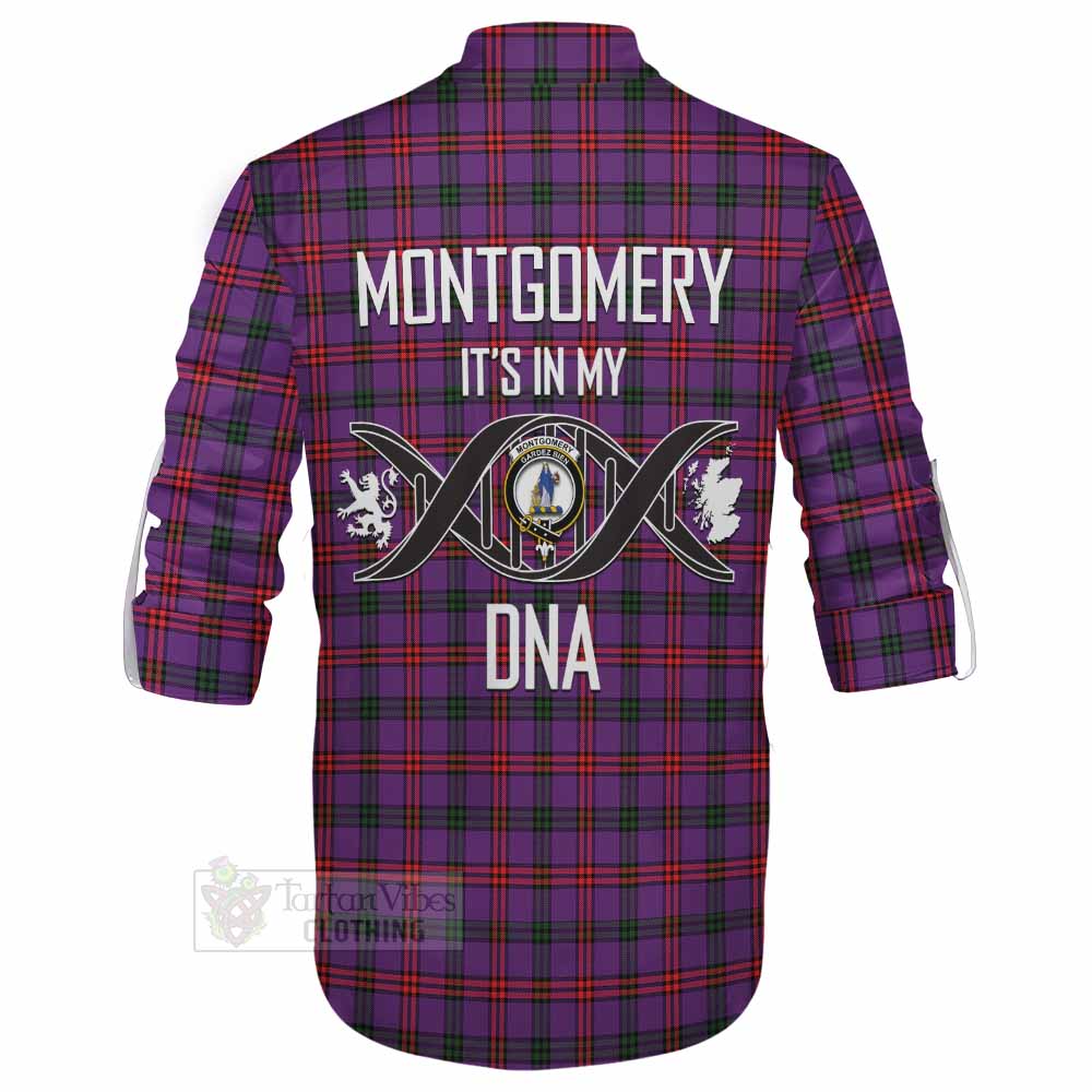 Tartan Vibes Clothing Montgomery Tartan Ghillie Kilt Shirt with Family Crest DNA In Me Style