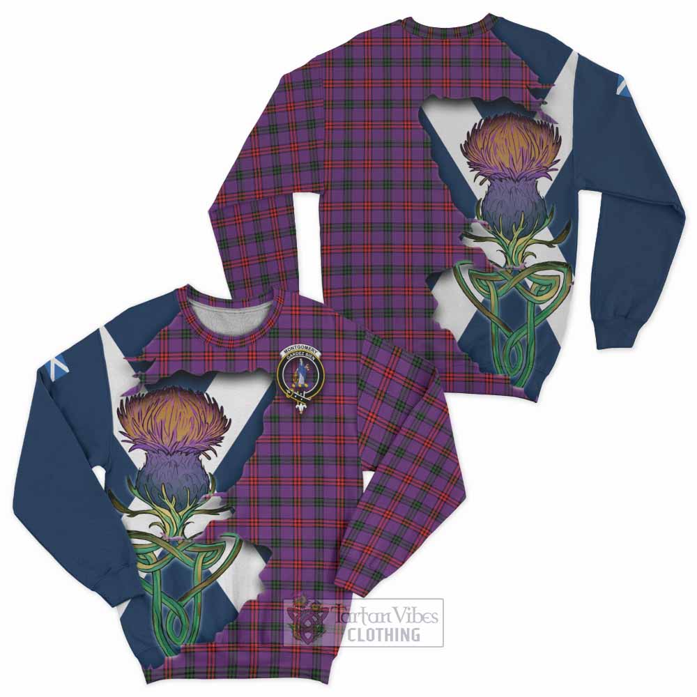 Tartan Vibes Clothing Montgomery Tartan Family Crest Sweatshirt Scottish Thistle Celtic Inspired