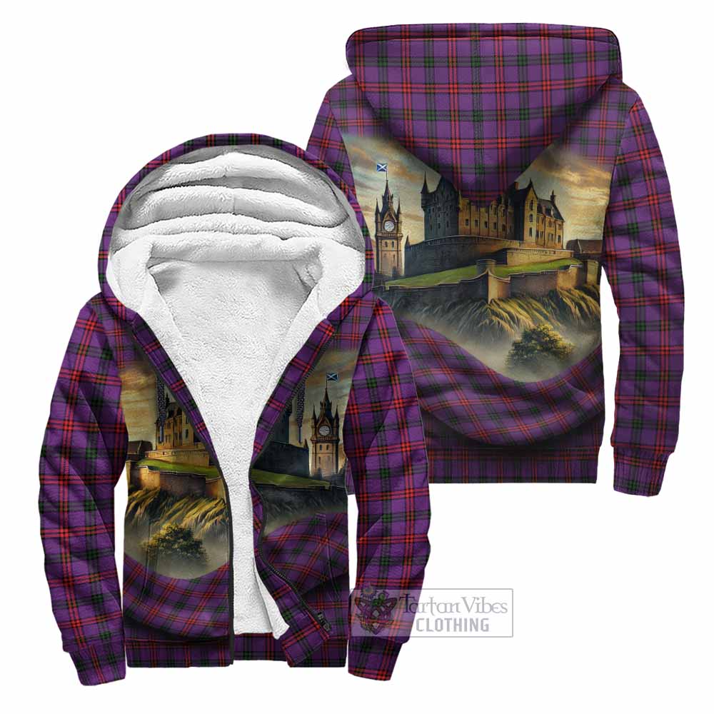 Tartan Vibes Clothing Montgomery Tartan Family Crest Sherpa Hoodie with Scottish Ancient Castle Style