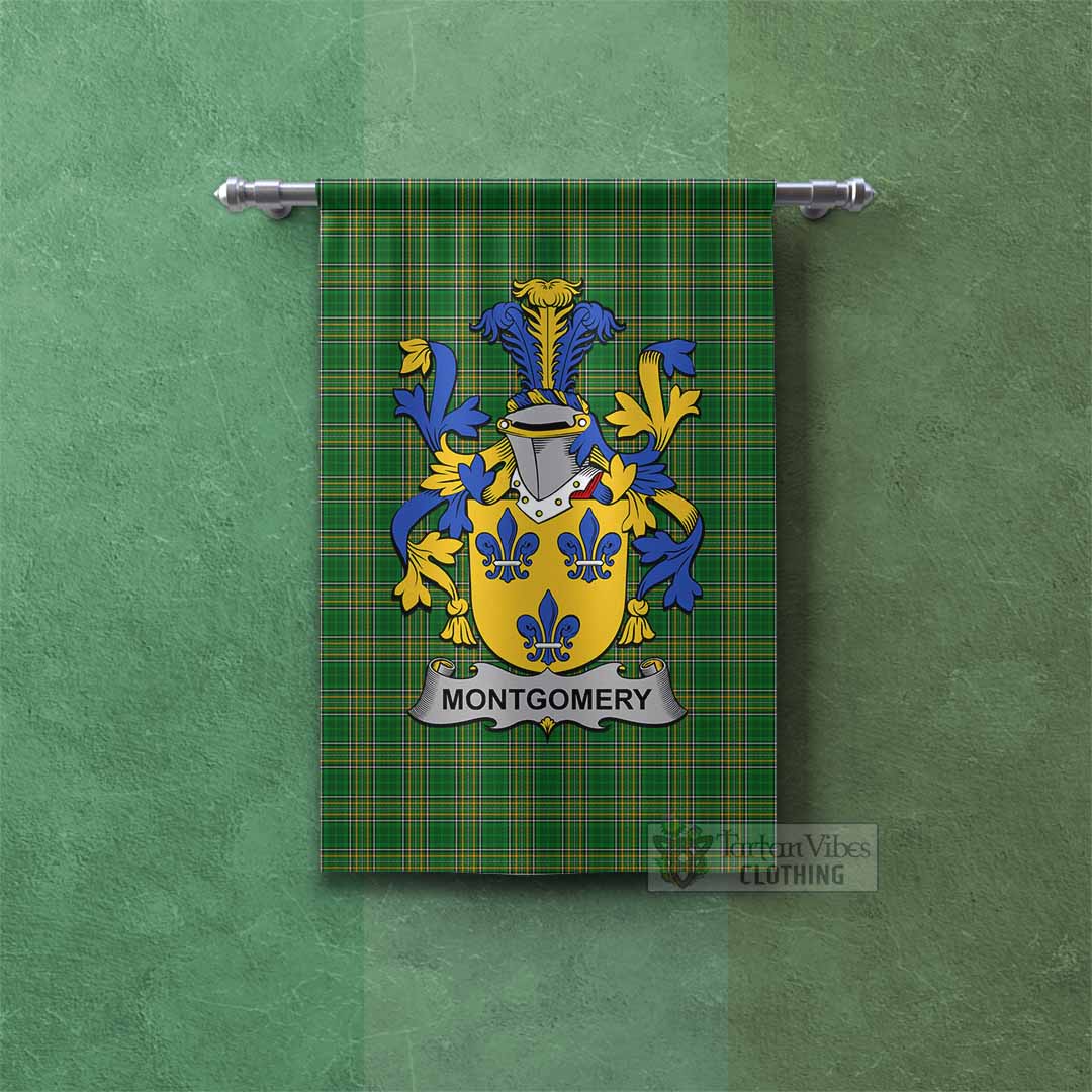 Tartan Vibes Clothing Montgomery Irish Clan Tartan Gonfalon, Tartan Banner with Coat of Arms