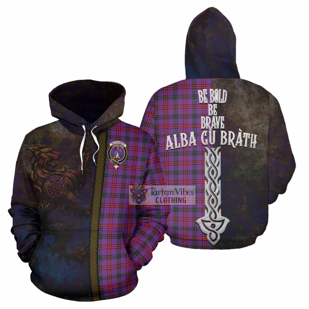 Tartan Vibes Clothing Montgomery Tartan Family Crest Hoodie Alba Gu Brath Be Brave Lion Ancient Style