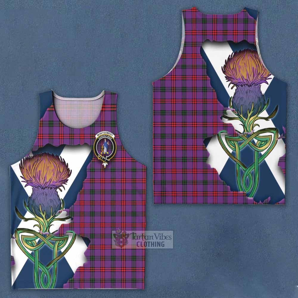 Tartan Vibes Clothing Montgomery Tartan Family Crest Men's Tank Top Scottish Thistle Celtic Inspired