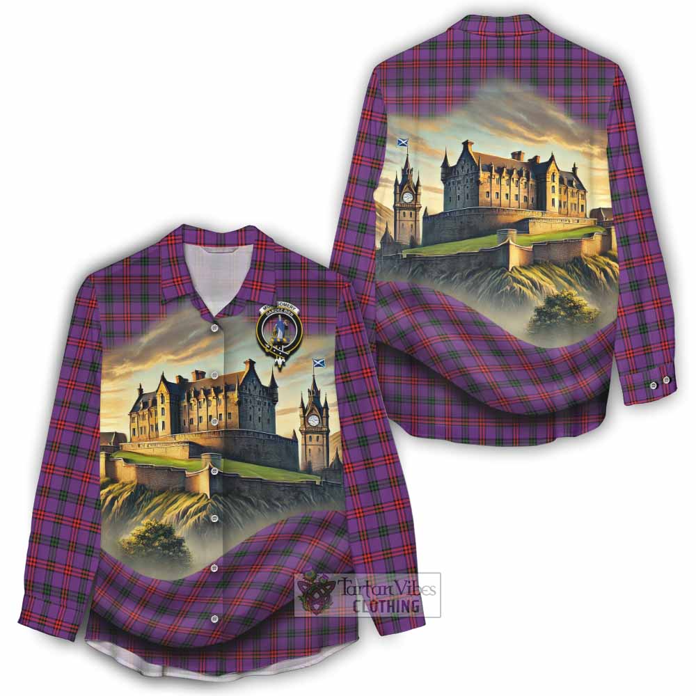 Tartan Vibes Clothing Montgomery Tartan Family Crest Women's Casual Shirt with Scottish Ancient Castle Style