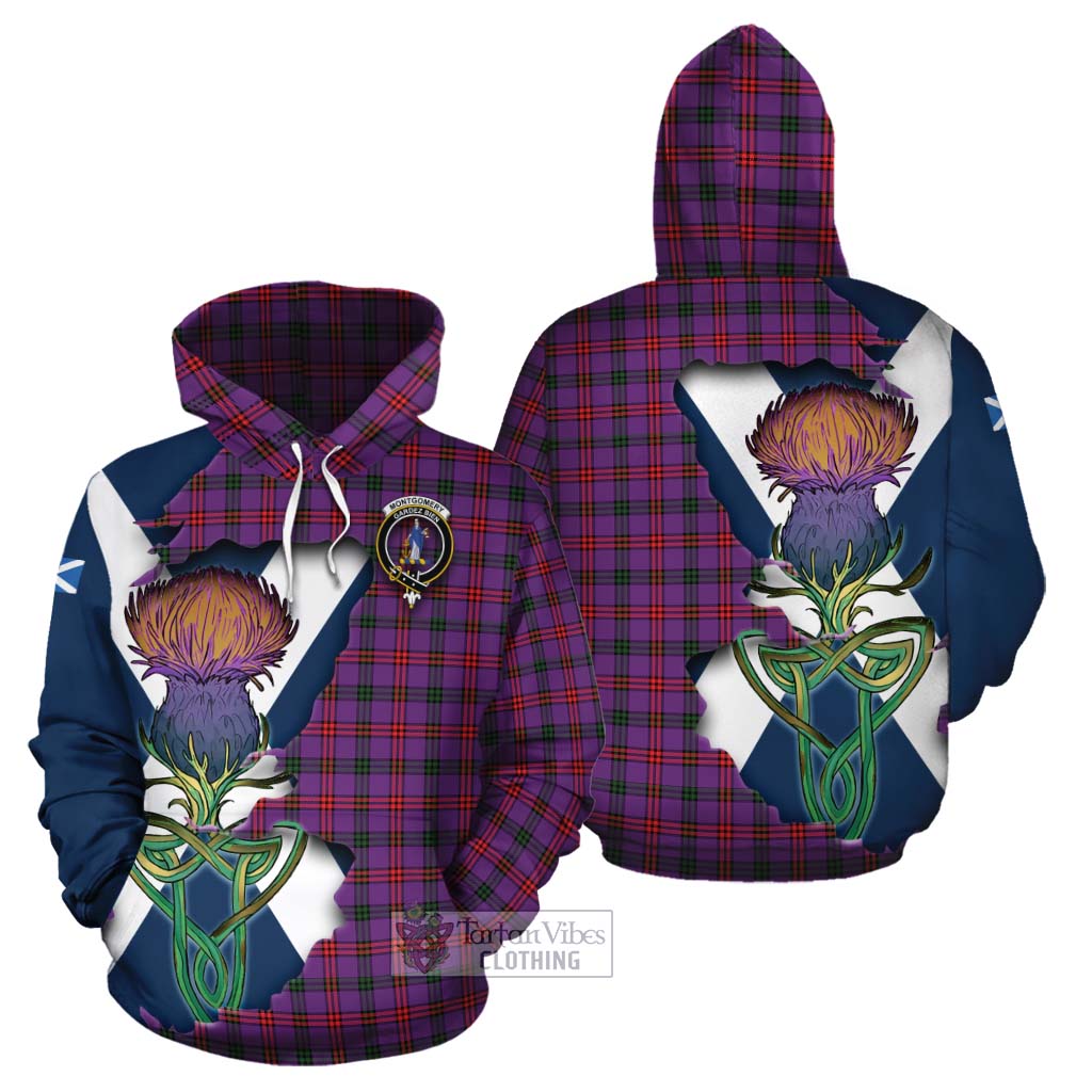 Tartan Vibes Clothing Montgomery Tartan Family Crest Cotton Hoodie Scottish Thistle Celtic Inspired