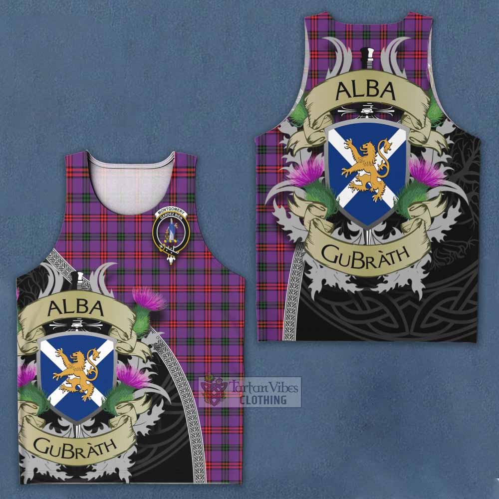 Tartan Vibes Clothing Montgomery Tartan Family Crest Men's Tank Top Lion Rampant Royal Thistle Shield Celtic Inspired