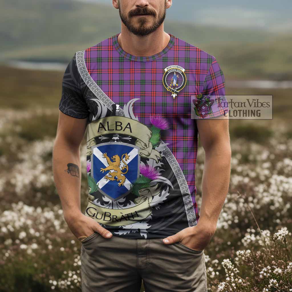 Tartan Vibes Clothing Montgomery Tartan Family Crest T-Shirt Lion Rampant Royal Thistle Shield Celtic Inspired