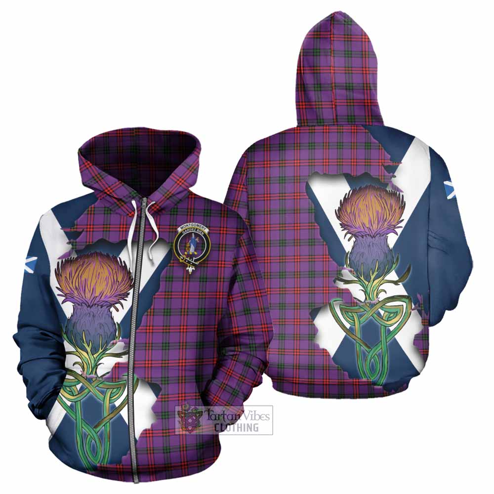 Tartan Vibes Clothing Montgomery Tartan Family Crest Hoodie Scottish Thistle Celtic Inspired