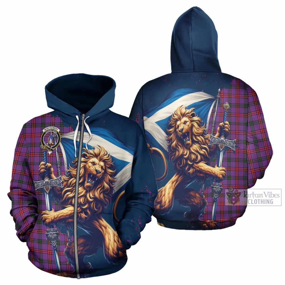 Montgomery Tartan Family Crest Hoodie with Scottish Majestic Lion