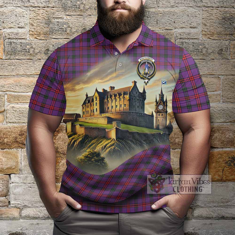 Tartan Vibes Clothing Montgomery Tartan Family Crest Polo Shirt with Scottish Ancient Castle Stype
