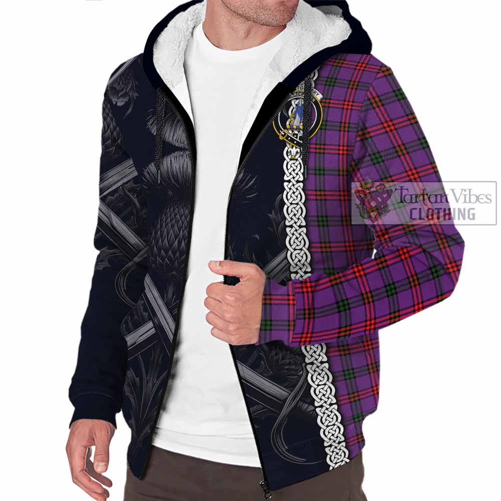 Tartan Vibes Clothing Montgomery Tartan Sherpa Hoodie with Family Crest Cross Sword Thistle Celtic Vibes