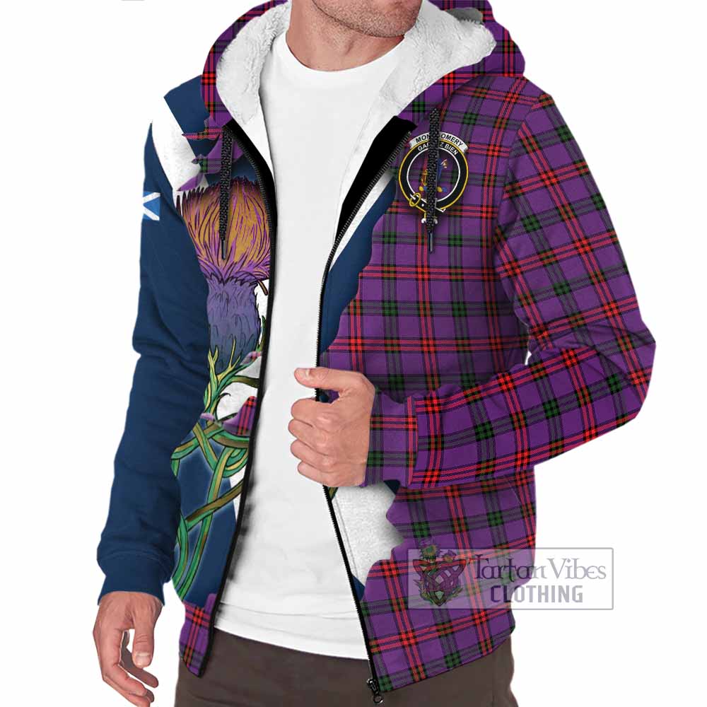 Tartan Vibes Clothing Montgomery Tartan Family Crest Sherpa Hoodie Scottish Thistle Celtic Inspired