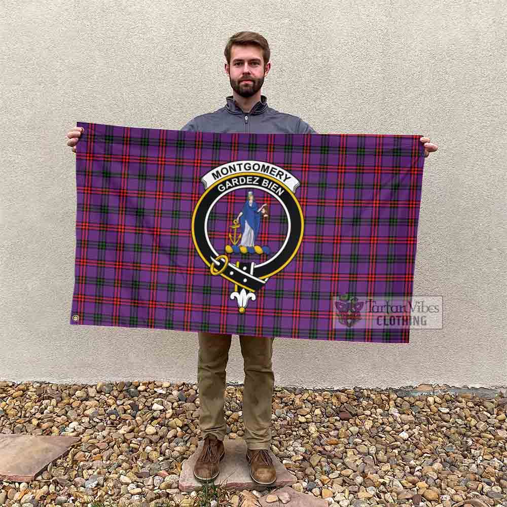 Tartan Vibes Clothing Montgomery Tartan House Flag with Family Crest