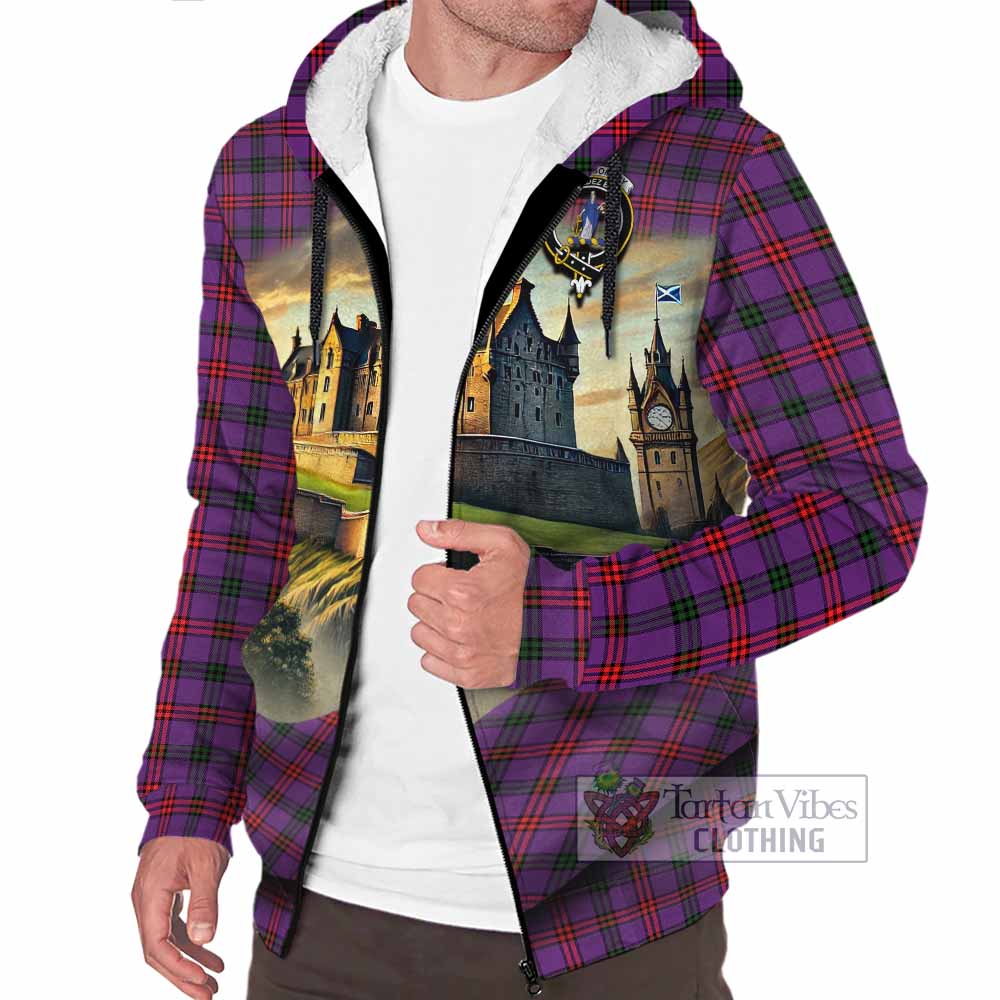 Tartan Vibes Clothing Montgomery Tartan Family Crest Sherpa Hoodie with Scottish Ancient Castle Style