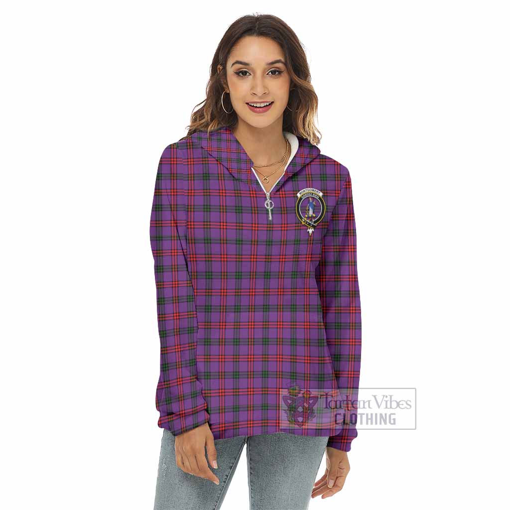 Tartan Vibes Clothing Montgomery Tartan Crest Women's Borg  Half Zip Fleece Hoodie