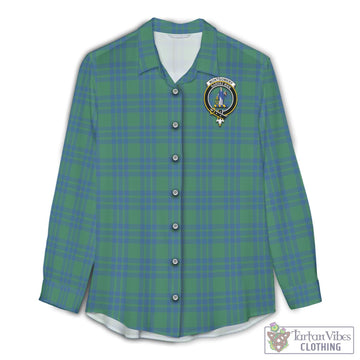 Montgomery Ancient Tartan Womens Casual Shirt with Family Crest