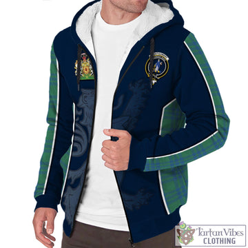 Montgomery Ancient Tartan Sherpa Hoodie with Family Crest and Lion Rampant Vibes Sport Style