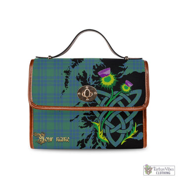 Montgomery Ancient Tartan Waterproof Canvas Bag with Scotland Map and Thistle Celtic Accents