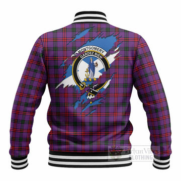 Montgomery Clan Crest In Me Tartan Baseball Jacket Scotland Flag Style