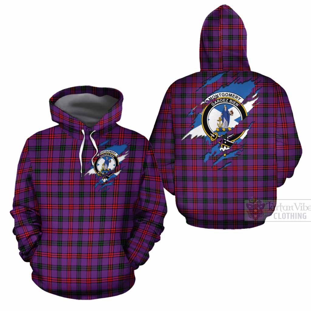 Montgomery Clan Crest In Me Tartan Cotton Hoodie Scotland Flag Style