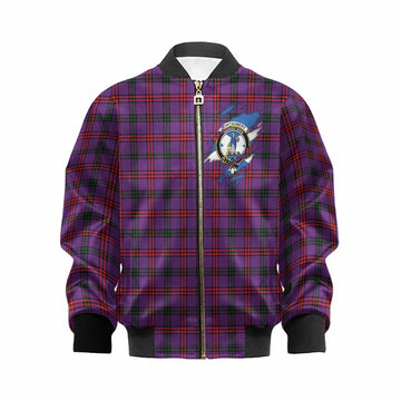 Montgomery Clan Crest In Me Tartan Kid Bomber Jacket Scotland Flag Style