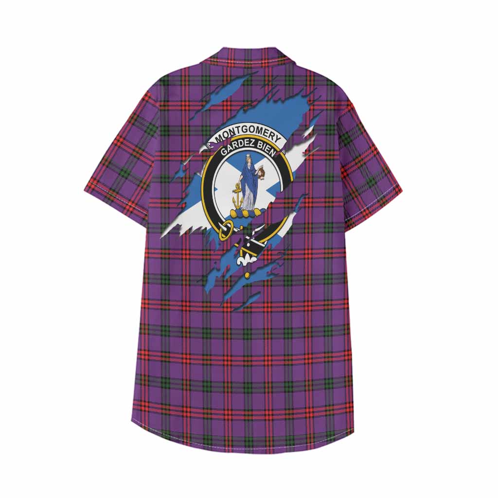 Montgomery Clan Crest In Me Tartan Kid Hawaiian Shirt Scotland Flag Style