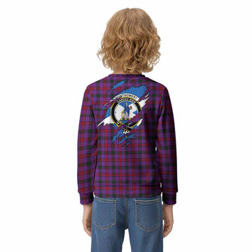 Montgomery Clan Crest In Me Tartan Kid Knitted Sweatshirt Scotland Flag Style