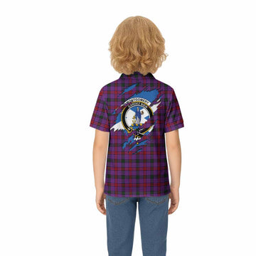 Montgomery Clan Crest In Me Tartan Kid Polo Shirt Scotland Flag Style