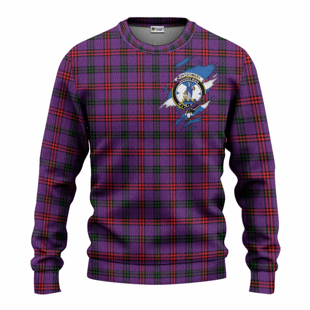 Montgomery Clan Crest In Me Tartan Knitted Sweater Scotland Flag Style