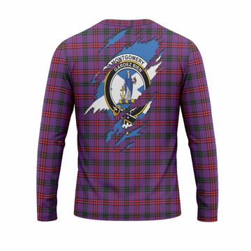 Montgomery Clan Crest In Me Tartan Long Sleeve T-Shirt Scotland Flag Style