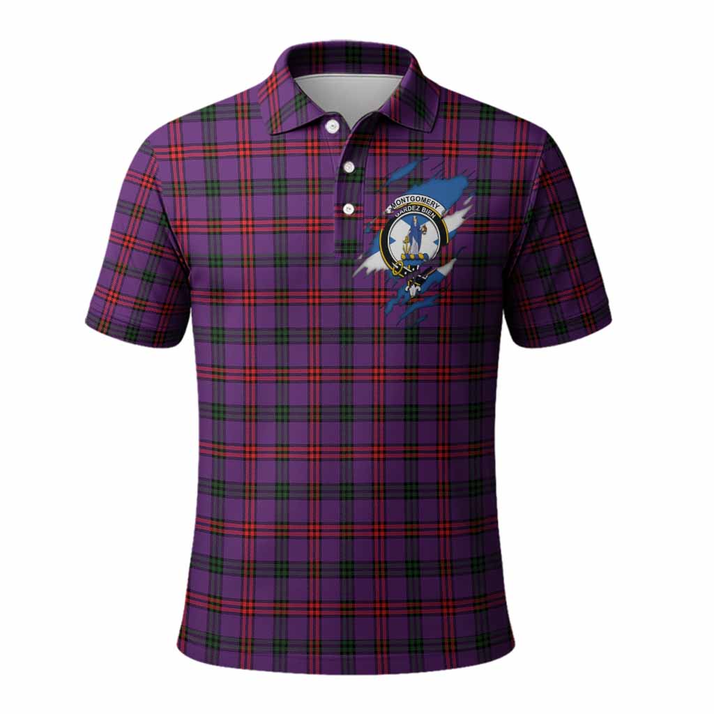 Montgomery Clan Crest In Me Tartan Polo Shirt Scotland Flag Style