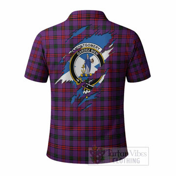 Montgomery Clan Crest In Me Tartan Polo Shirt Scotland Flag Style