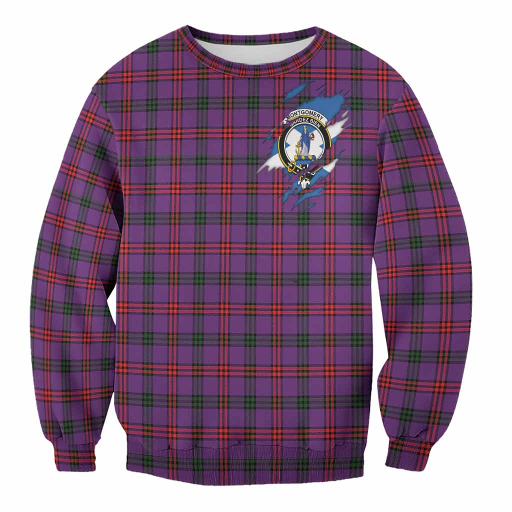 Montgomery Clan Crest In Me Tartan Sweatshirt Scotland Flag Style
