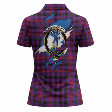 Montgomery Clan Crest In Me Tartan Women Polo Shirt Scotland Flag Style