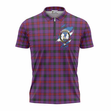 Montgomery Clan Crest In Me Tartan Zipper Polo Shirt Scotland Flag Style