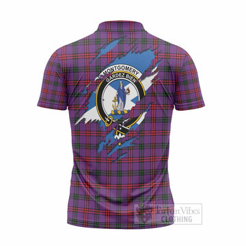 Montgomery Clan Crest In Me Tartan Zipper Polo Shirt Scotland Flag Style