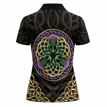 Montgomery Clan Crest Women Polo Shirt Celtic Scottish Thistle