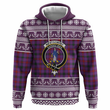Montgomery Clan Tartan Christmas Hoodie with Family Crest