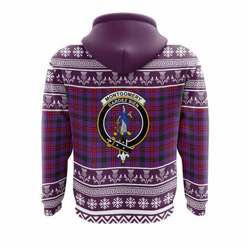 Montgomery Clan Tartan Christmas Hoodie with Family Crest