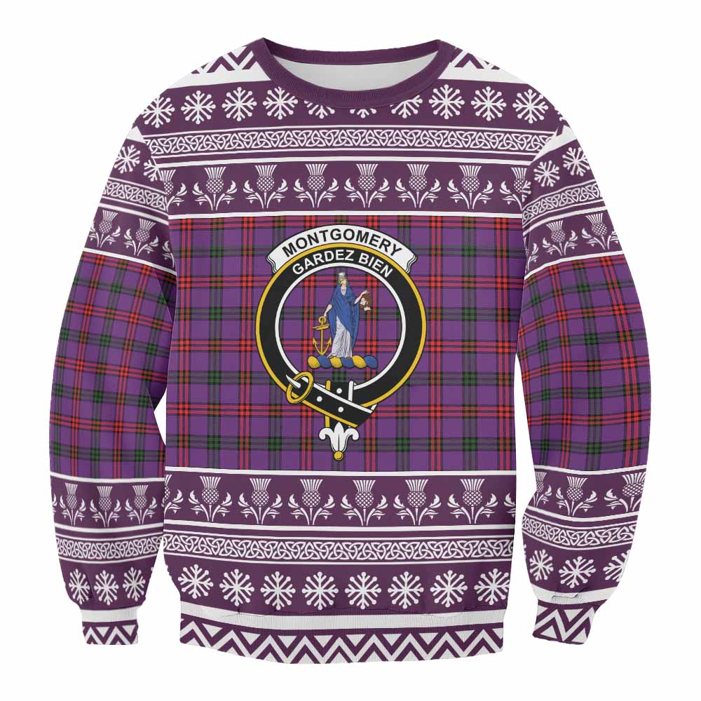 Montgomery Clan Tartan Christmas Sweatshirt with Family Crest - Tartan Vibes Clothing