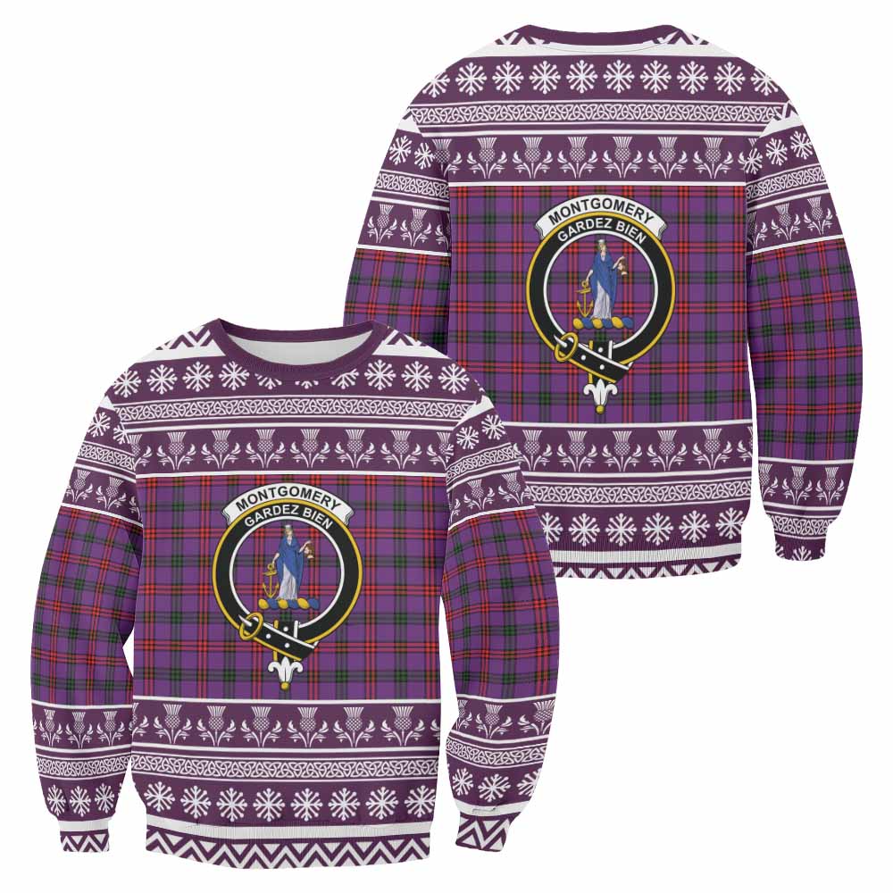Montgomery Clan Tartan Christmas Sweatshirt with Family Crest - Tartan Vibes Clothing
