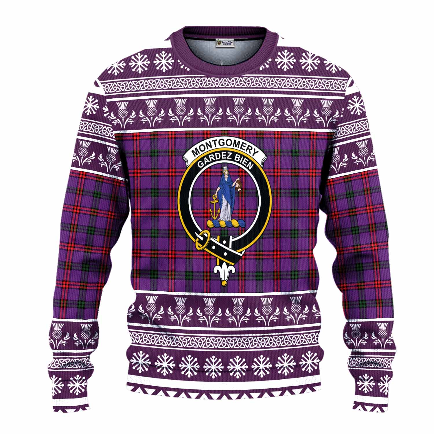 Montgomery Clan Tartan Christmas Ugly Sweater with Family Crest - Tartan Vibes Clothing