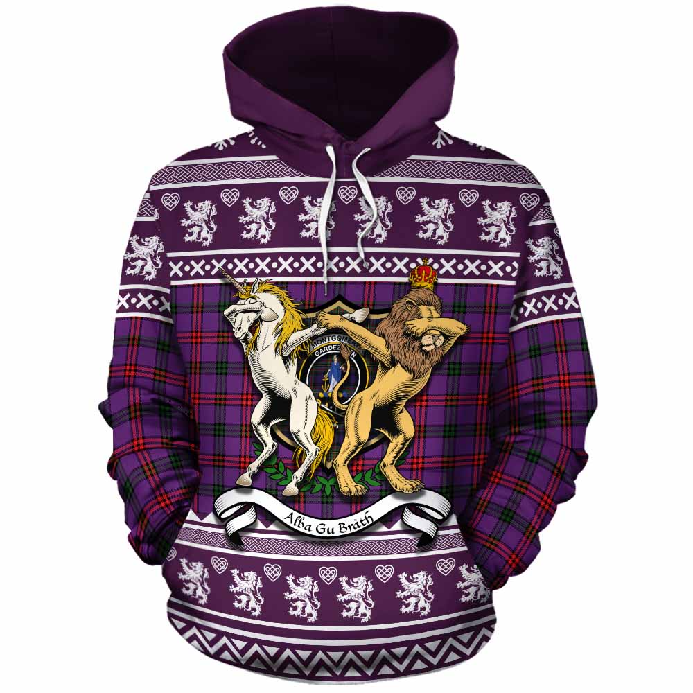 Montgomery Clan Tartan Crest Christmas Cotton Hoodie Coat of Arms Funny Style - Tartan Vibes Clothing