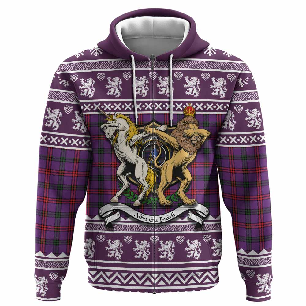 Montgomery Clan Tartan Crest Christmas Hoodie Coat of Arms Funny Style - Tartan Vibes Clothing