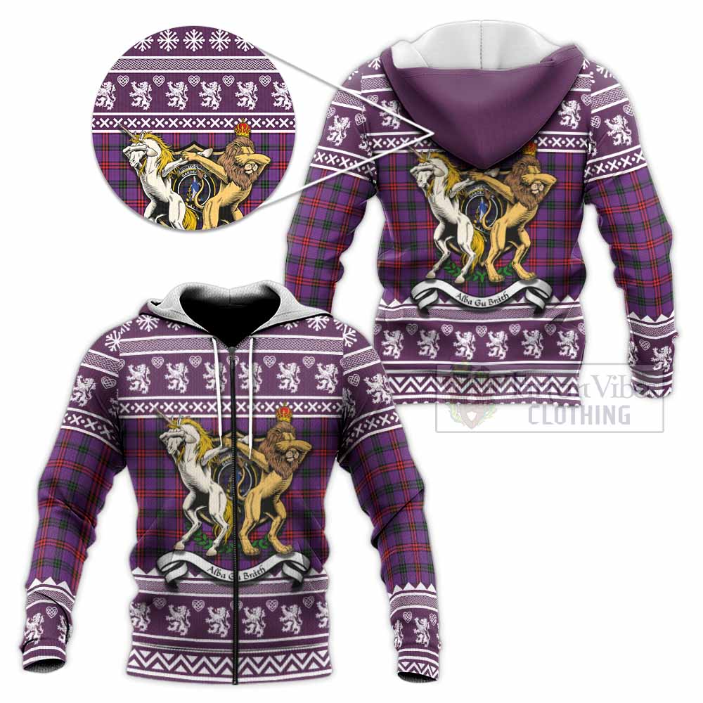 Montgomery Clan Tartan Crest Christmas Knitted Hoodie Coat of Arms Funny Style - Tartan Vibes Clothing