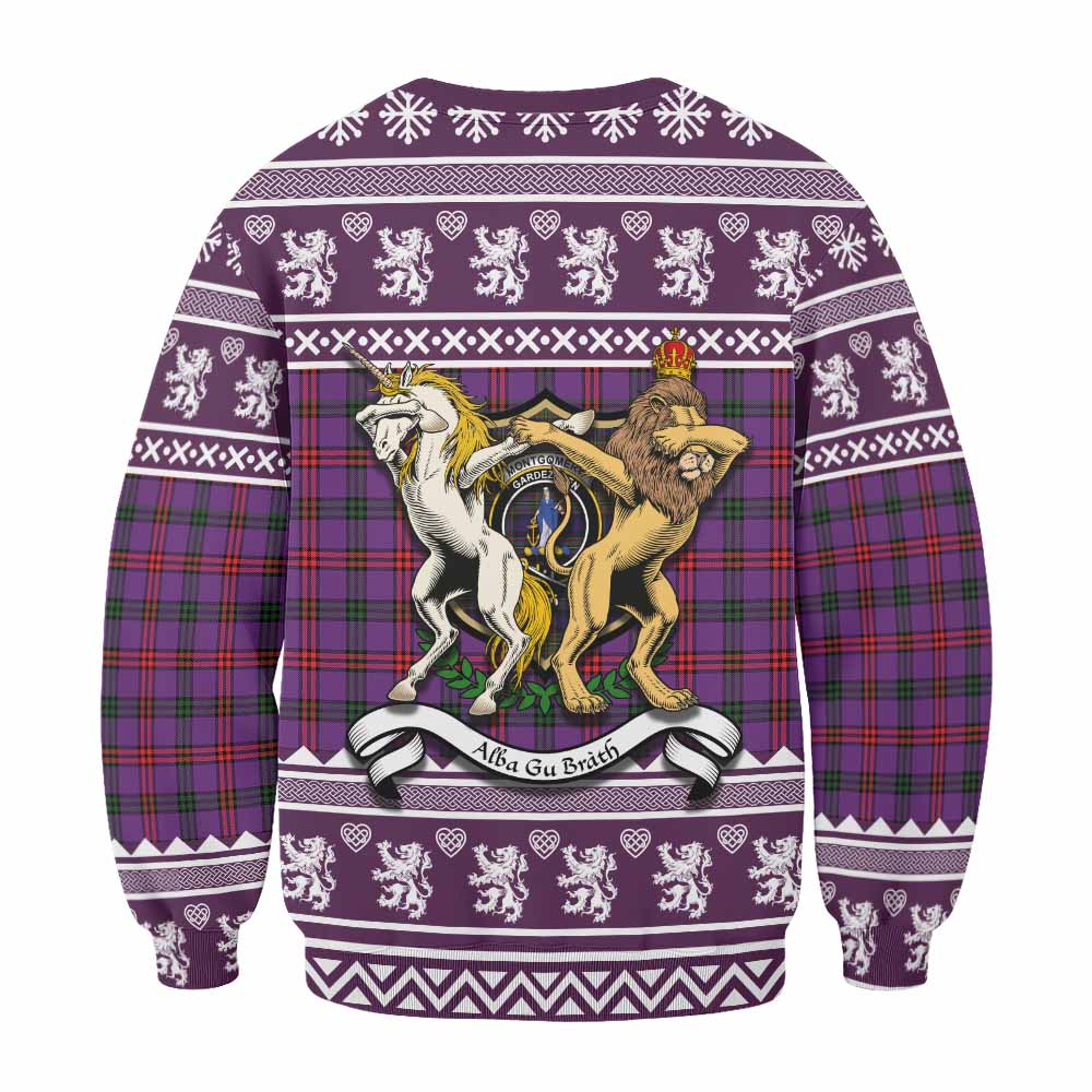 Montgomery Clan Tartan Crest Christmas Sweatshirt Coat of Arms Funny Style - Tartan Vibes Clothing