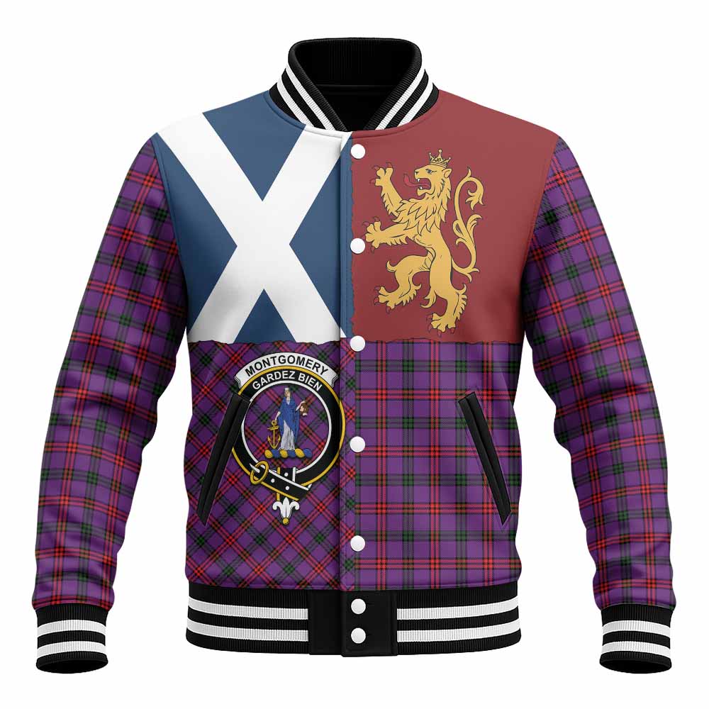 Montgomery Crest Tartan Baseball Jacket with Lion Rampant Saltire Style