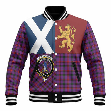 Montgomery Crest Tartan Baseball Jacket with Lion Rampant Saltire Style