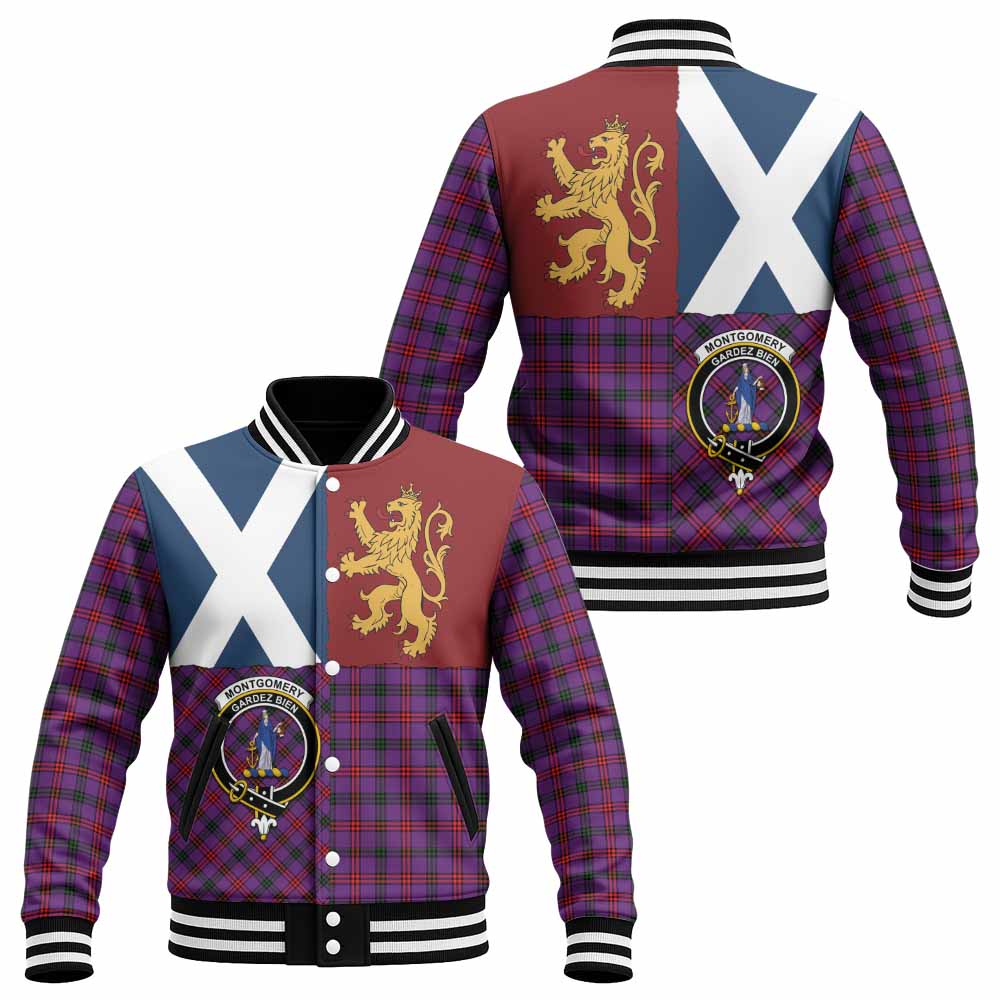 Montgomery Crest Tartan Baseball Jacket with Lion Rampant Saltire Style