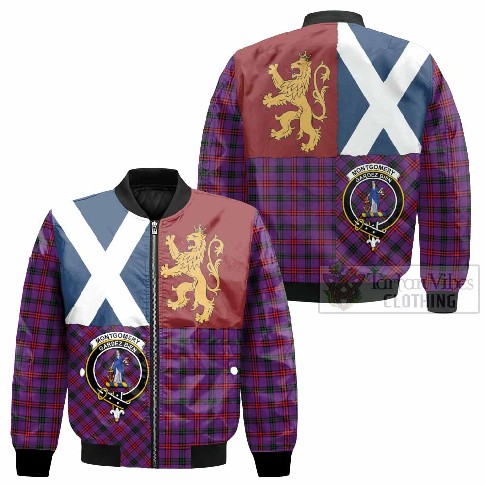 Montgomery Crest Tartan Bomber Jacket with Lion Rampant Saltire Style